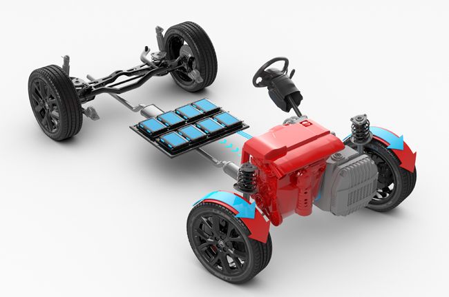 ▲パワーユニットは“PureTech”1598cc直列4気筒DOHC直噴ガソリンツインスクロールターボエンジン（180ps／300Nm）＋フロントモーター（81kW／320Nm）＋リチウムイオンバッテリー（総電力量13.2kWh）＋e-EAT8で構成