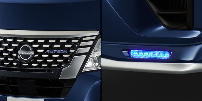 ▲AUTECHブランド車共通の表現であるドットパターンのフロントグリルや、ブルーに輝くシグネチャーLEDとシルバーのアクセントが特徴のフロントプロテクターを特別装備
