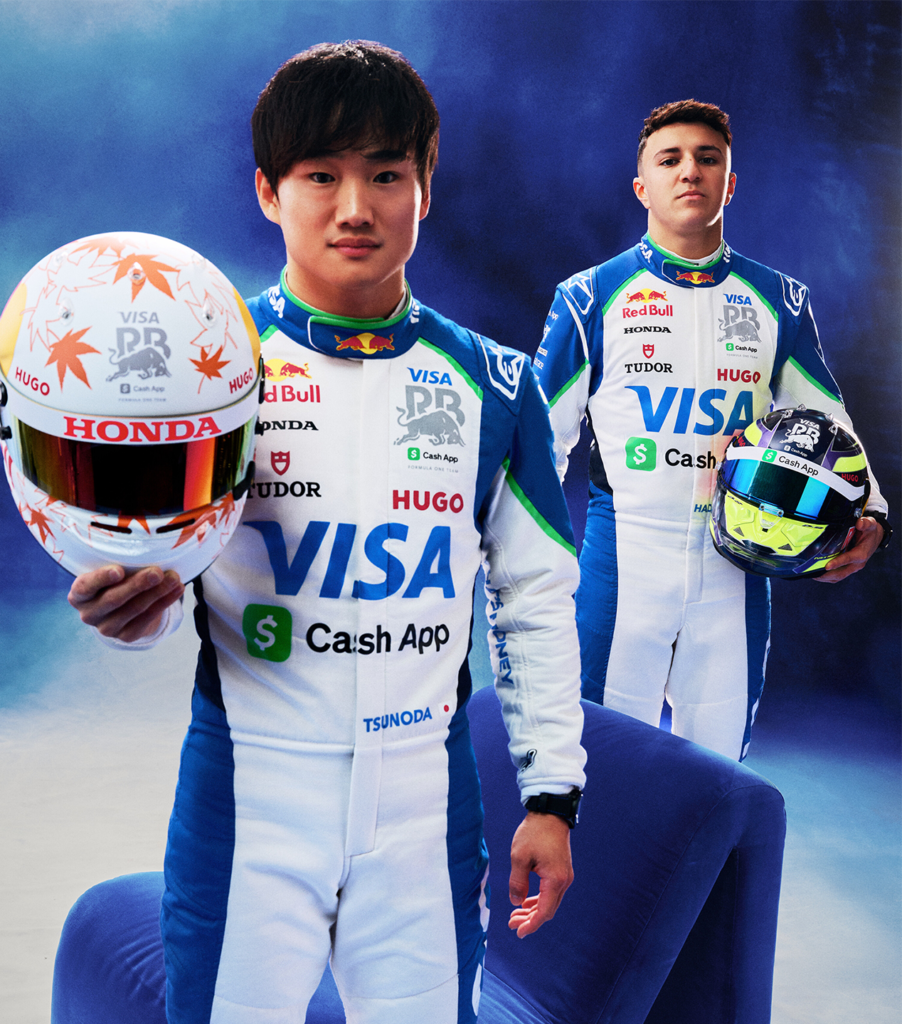 (左から)Visa Cash App Racing Bulls Formula One Team ⾓⽥裕毅／アイザック・ハジャー